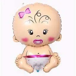 Фольгована кулька JS Balloon фігура "BABY GIRL" 10 шт наповнення повітрям або гелієм для тематичних вечірок Бежевий