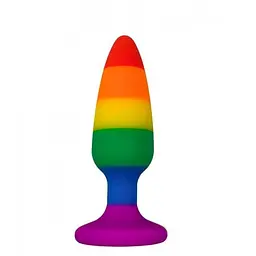 Анальна пробка Wooomy Hiperloo Silicone Rainbow Plug M, 11х2.9 см