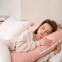 Подушка Sonex Basic Flex для вагітних та відпочинку П-подібна антиалергенна 135x68x25 рожева (SO102578) - мініатюра 7