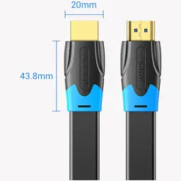 Кабель мультимедійний HDMI M to HDMI M 8.0m V2.0 4K60Hz PVC flat black Vention (AAKBK) - мініатюра 2