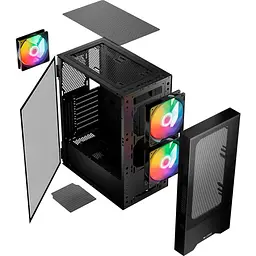 Корпус LogicConcept ARYA MESH+GLASS ARGB fans 2x140mm+1x120mm BLACK без БЖ ATX (AT-ARYA-10-000000-0002) Без БП - мініатюра 10