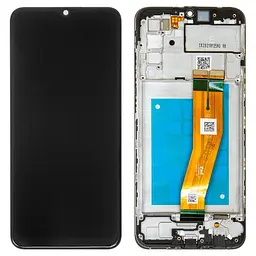 Дисплей Samsung A025F/DS Galaxy A02s, чорний, з рамкою, Original (PRC), з жовтим шлейфом, (160,5x72 mm)