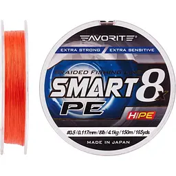 Шнур Favorite Smart PE 8x 150м #0.5/0.117 mm 8lb/4.1 kg Червоний (1013-1693.10.79)