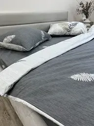 Комплект постільної білизни Ecotton полуторний 150х215 см Папороть світло-сірий (23349) - мініатюра 5