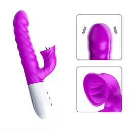 Вібратор для подвійної стимуляції Silicon, Vibrator 7 Function and Heating Mode, PURPLE Boss Series 63-00058 100166 - мініатюра 5