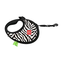 Повідець для собак WAUDOG R-leash з контейнером для пакетів "Зебра", світловідбивна стрічка S (255-0055)