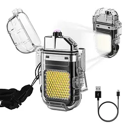 Електроімпульсна USB запальничка з ліхтариком Double Arc Lighter, подарункова, дві дуги, акумуляторна - мініатюра 3
