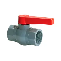 Кран кульовий Plamix PVF-2" FF PVC, ручка "важіль" ( +red), grey PM0630
