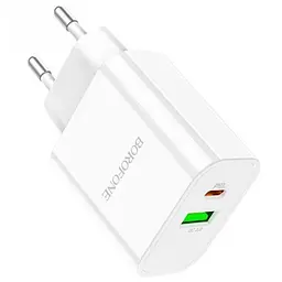 Зарядний пристрій Borofone BA55A Crown 2 виходи Type-C і USB 20 Вт біле