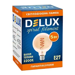 Лампочка Delux Globe G95 5Вт E27 2200К amber spiral filament (90018166) - мініатюра 3