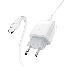 МЗП Hoco C72Q Glorious QC3.0 18W (1USB-A) + кабель USB to Type-C Білий - мініатюра 2