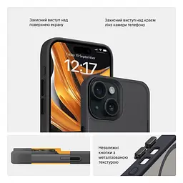 Чехол для Apple iPhone 15, Uniq MagCase, черный, противоударный, панель-накладка с MagSafe, ударопрочный TPU+PC, с магнитом MagSafe, поддержка полноценной беспроводной зарядки, ArmorStandart (ARM75265) - мініатюра 3