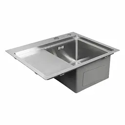 Кухонна мийка Platinum Handmade 580x480x220 R нержавійка (товщина 3,0/1,5 мм корзина та дозатор в комплекті), Нержавіюча сталь - мініатюра 3
