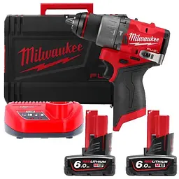 Дриль-шуруповерт акумуляторний безщітковий ударний MILWAUKEE, M12 FPD2-602X, 45Нм (ЗУ.2х6Аг, HDкейс)