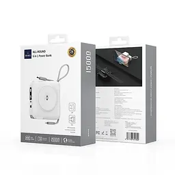 Портативний ЗП Power Bank WIWU Wi-P051 6 in 1 PD45W з БЗП+iWatch 15000 mAh White - мініатюра 6
