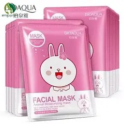 Тканинна маска Bioaqua Fasial Animal Mask Rabbit, з есенцією квіток вишні, 30 г - мініатюра 2