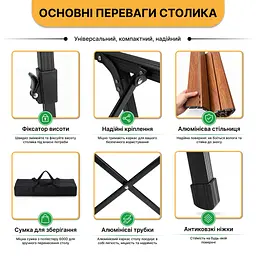 Розкладний туристичний стіл LEOBRO Pro Camp Wood Alu (LB-1063) - мініатюра 5