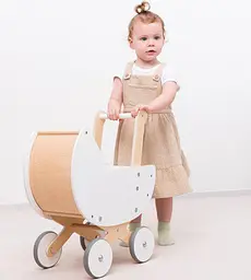 Дерев'яний візочок для ляльок New Classic Toys з постільною білизною білий (10760) - мініатюра 5