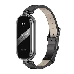 Шкіряний ремінець MiJobs для фітнес-браслета Xiaomi Mi Band 5 и 6 Type A чорний - мініатюра 3