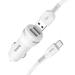 Автомобільний зарядний пристрій Hoco Z27 2 USB White + USB Cable XiaomicroUSB - мініатюра 2