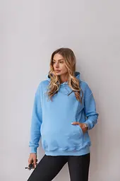 Вільний худі для майбутніх мам тринитка без начосу Chelm S-M (42-44) Lullababe Блакитний - мініатюра 4