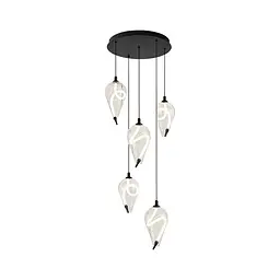 Стильна підвісна LED-люстра для вітальні Levistella 788P10076R-5 BK+CL, 30 W, висота 2700 мм