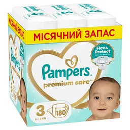 Уцінка. Підгузки Pampers Premium Care Розмір 3 (6-10 кг) 180 шт.  - мініатюра 1