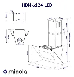 Витяжка декоративна похила Minola HDN 6124 BL LED - мініатюра 12