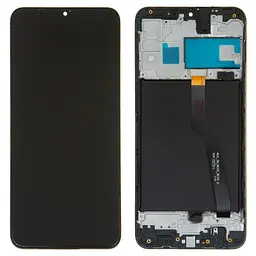 Дисплей для Samsung A105FN/DS Galaxy A10, чорний, з рамкою, Оригінал (переклеєне скло)
