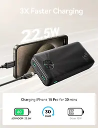 УМБ Joyroom 20000mAh 22,5W PD,QC3.0, 2xUSB-A, USB-C In/Out Black - мініатюра 7