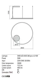 Підвісний світильник Redo ORBIT SU LED 55W 3000K D800 SAND WHITE (4.1.2) 01-1712 - мініатюра 3