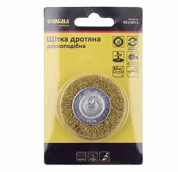 Щітка для електроінструменту Sigma дротяна дископодібна 50мм хвостовик 6мм латунированная 9013051 (9013051) - мініатюра 6