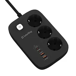 Мережевий фільтр GaN3 Pro, 3 розетки, 2 м, Black ColorWay teh0028200 - мініатюра 5