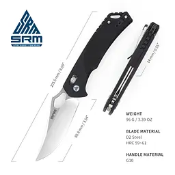 Ніж складаний SRM Retriever 9202, чорний - мініатюра 7