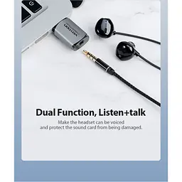 Звукова плата VENTION Audio USB 1х3,5mm jack 4pin Metal (OMTP-CTIA) (CDLH0) - мініатюра 3