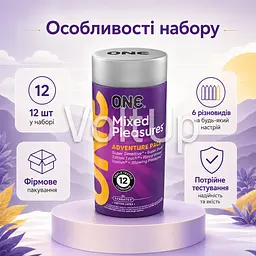 Набір презервативів ONE Mixed Pleasures Adventure Pack 12 шт латексні асорті - мініатюра 4