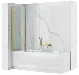 Шторка для ванни Rea Agat-2 80 brushed gold складана REA-W2500, Універсальна, прозорий, золотий