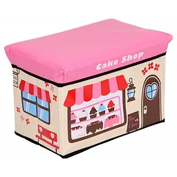 Ящик пуф для іграшок складний кондитерська Cake Shop Train з кришкою водонепроникний UKC 40х25 см Різнокольоровий - мініатюра 1