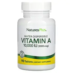 Вітамін А, Vitamin A, водорозчинний, 10000 МО (3000 мкг), 90 таблеток Nature's Plus vit0001762