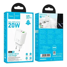 Адаптер мережевий HOCO Gentle charger N61 |1USB/1Type-C, 20W/3A, PD/QC| - мініатюра 2