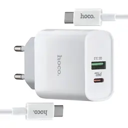 МЗП Hoco C80A Rapido PD20W + QC3.0 charger set Type-C to Type-C ( EU ) White