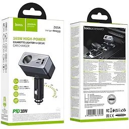 АЗП Hoco Z65A Smart cigarette lighter PD45W (1USB-A/2C) Black - мініатюра 2