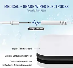 М'язовий стимулятор для полегшення болю NURSAL TENS EMS Unit електричний 24 режими Двоканальний імпульсний - мініатюра 2