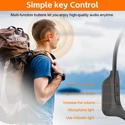 Кісткові навушники для плавання ESON X63 з 32 ГБ пам'яті, MP3 плеєром, Bluetooth 5.3 Помаранчевий - мініатюра 4