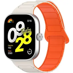 Ремінець DK CDK для Xiaomi Mi Smart Band 9 Pro Silicone Shaped Magnetic Band (018838) (ivory / orange) - мініатюра 2