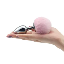 Анальна пробка з хвостиком LoveToy Metal Plug Small 7 см (рожевий) - мініатюра 2