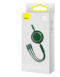 Кабель Baseus Bright Mirror 2 Series Retractable 3-in-1 Cable Type-C to MicroUSB+Lightning+Type-C 100W 1.1m CAMJ010206 Green - мініатюра 4