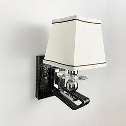 Бра з класичним тканинним абажуром та екошкірою Line F S 1449/1 BK