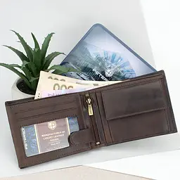 Портмоне чоловіче шкіряне Peterson N992-BE-MOUN темно-коричневе Mountain Adventure - мініатюра 3