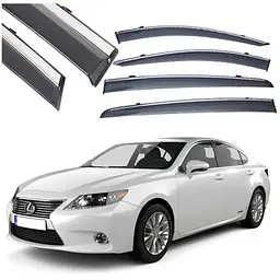 Дефлектори вікон вітровики Benke для Lexus ES 2013-2018 Молдинг Нержавіюча сталь 3D (BLXES1323-W/S)